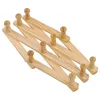 Natural Wood Wall Mounted Expandable Accordion Peg Coat Rack Hanger Hat Closet Hook Expanding Fold Door Wooden hanger 10 Hooks 210318