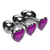 Erotica Anal Toys 3pcs/Set Multicolor Smooth Massager Beads Crystal Jewelry Heart Butt Plug Stimulator Vrouwen Sex Dildo Metal 220507