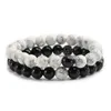 Bracelet Couples Distance noir blanc Natural Lava Stone Perled Yoga Elastic Rope Bracelets for Men Women Gift