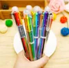 Novelty 6 In 1 Colorful Pens Simple Solid Multifunction Multicolor Ballpoint Pen School Student Stationery Colorfuls Refill PensZC1211