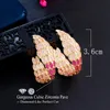 Hoop Huggie Pera Luxueux Feuille Design Zircon Cubique Africaine Dubaï Or Grandes Boucles D'oreilles Demi-Rondes Pour Bijoux De Mariage De Mariée E939Hoop