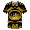 T-shirts masculins Dernier t-shirt baroque pour hommes / femmes T-shirt surdimensionné d'été 3d Lion Couronne imprimée manche ronde à manches courtes 220407 7 WQT5