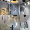 Подвесные лампы Современная светодиодная лестница люстр освещение простая дуплексная квартира Вилла эль Ротати Длинная лампа