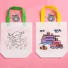 DIY graffitiväska med markörer handgjorda målning icke-vävd väska för barn konst hantverk färgfyllning ritning leksak c0614x10