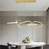 Modern creative design led chandelier lamp gold dining room hanging light fixture luxury kitchen island ring lamps