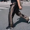 Striped Contrast Color Spliced Loose Casual Retro Pants Men and Women Side Zipper Streetwear Harajuku Baggy Track Pants T200422