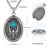 316L stainless steel eagle wings owl animal Necklaces & Pendants inlay turquoise silver retro antique design Locomotive tags men's and women's jewelry
