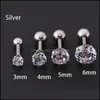 Stud Earrings Jewelry 1 Pcs Medical Stainless Steel Crystal Zircon Ear Studs For Women/Men 4 Prong Tragus Cartilage Piercing Dhci1