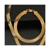 3 4 5 Collar de espiga plana de 7 mm de ancho para hombres Cajeros de la cadena de huesos 18K Gold Vintage Miami Jewelry5877177