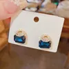Boucles d'oreilles pendantes en cristal pour femmes, lustre de luxe, bleu, rose, carré, tempérament de fête, nouvelles boucles d'oreilles
