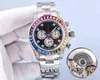 Montre de luxe Rolesx Date Gmt Mens es Luxury Wristes Laojia série arc-en-ciel Di diamant mécanique en acier raffiné pour hommes Ditong Watch olex