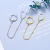 Clip-On skruvstycke Crystal Ear Cuff Clip Chain Tassel på örhängen för kvinnor Silver Color Korea Jewelry Femme Earcuffclip-On Kirs22