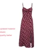 Autumn Sleeveless Vintage Floral Dress Women Casual Lace Up Front Print Dress Female Elegant Long Midi Party Vestidos Side Slit Y220401