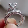 Anelli di nozze 2022 Canno in stile coppia il suo S925 Sterling Silver Princess Cut Cz Anniversary Promise Engagement Ring Sets9978004