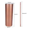 20oz Skinny Cups Tumbler Stainless Steel Coffee Mugs with Lids Colorful Straws Insulated Vacuum Tumblers Slim Straight Cup Beer Water Bottle LXL559-1