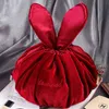 HBP Cosmetic Bags Cases Cosmetic Bag Round Velvet Soft Makeup Bag Drawstring Rabbit Ear Travel Make Up Organizer Female Storage Toiletry Beauty Kit Case 220825