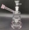 Pink Mini 6.5 inch Glass Water Bong Hookahs with Bowls Tire Percolator Oil Dab Rigs Smoking Pipes with Female 14mm Joint