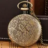 Pocket horloges antieke bronzen hanger ketting horloge Volledige Arabische cijfers Dial Vintage Quartz Clock met trui chain GiftSpocket Watchespo
