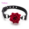 Erotica Adult Toys TleMeny Soft Silicone Ball Gag Breathable Rose Flower Open Mouth Gags Oral Fixation Bondage Sex Toys For Couples Adult BDSM Game 220507
