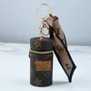 Designer Letter Key Rings Silk Scarf Lipstick Keychains Fashion PU Leather Purse Pendant Car Keyring Chain Charm Brown Flower Mini6048835