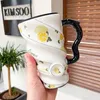 Drinkware Mugs 500 ml Creative Fruit Thread Ceramic High Quality Milk Mug Personality Flower Tea kaffevatten Juice Cup för kvinnor Män barn