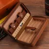 Portable Cedar Wood Cigar Humidor Leather Wrap Travel Cigar Case 4 Cigars Box Storage Humidors Humidifier Accessories for Sigar