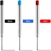 Påfyllning 10st Metal Ballpoint Pen Blue Red Black Ink Medium Roller Ball Penns Fyll för Parker School Office Stationery Supplies307p