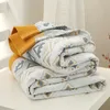 Blankets 4-Layer Knit Woven Gauze Blanket Japanese Style Yellow Blue Throw For Bedroom Lightweight Cozy All-SeasonBlankets