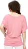 Women's t shirts Solid Short Sleeve Boat Crew Neck V Neck Dolman Tops