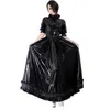 Casual Dresses Mens Sissy PVC Leather Women Short Puff Sleeve A-Line Long Dress Sexy WetLook Vestidos Exotic Slim PU Club WearCasual