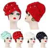 Berets Hair Loss Headwear Beaded Turban Islamic Caps Muslim Hat Flower Beanie Head Cover