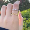 Real 925 Sterling Zilveren Ring Bubble Vorm Maat 6-9 18 K Goud 5a Cubic Zirconia Ringen voor Dames Feest Vakantie Valentijnsdag Vriend Gift Ring Mode-sieraden met Doos