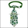 St. Patricks Day Dog Bowtie Lucky Green Clowers Wzory Irlandzkie Festiwal Wakacyjny Party Zwierzęta Dostawa LLB14124 Drop Dostawa 2021 Inne materiały