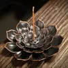 Sublimation Alloy Incense Burner Stick Holder Buddhism Lotus Line Incense Plate Sandalwood Coil Base Temples Yoga Studios Home Decoration