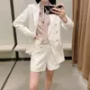 XNWMNZ Women white blazer for women blazer double breasted jackets ladies formal suit jackets back vent hem 220402