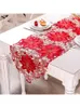 Podwójna grubość czerwona rustykalna haftowane kruknięcia stołowe stół