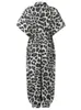 Celmia verão macacão feminino sexy leopardo impressão retro macacões manga curta casual solto botões calças de carga vintage geral 220714