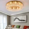 Gold Round Crystal taklampor Ledde modern amerikansk hänglampa europeisk lyxig lysande hänglampor 3 Vitt ljus Dimbar hem Inddor Lighting