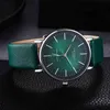 Women Men Watch Leather Fashion Casual Simple Black Green Ladi Bracelet Clock Alloy Quartz Wrist Watch Relogio FemininoF7TL