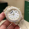 Montre Full Diamond White dail 228238 228239 Saphir Big Diamond Bezel 43mm Or 18K hommes Montre-bracelet automatique avec boîte d'origine