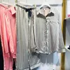 Satin Pajamas for Women Set Summer Autumn Silk Sleepwear Long Sleeved Turn-down Collar Nightwear Pjs Lounge Wear Drop 220321
