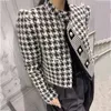 Luxury Brand Tweed Thousand Bird Lattice Coat Ladies Elegant Fall Winter Fashion Leisure Short Woolen Jacket Female 220803