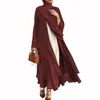 Odzież etniczna muzułmańskie kobiety moda z długim rękawem Flowy Maxi Cardigan islamski otwarty przód kimono pas Abaya RobeEthnic
