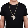 Colares de pingentes Colar Crystal Africa Map Colar para homens Acessórios Hip Hop Acessórios Gold Chain Chaker Jóia de Jóia de Jóia de Jóia