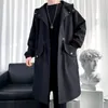 Trench da uomo Cappotto Moda uomo Cappotto Casual Slim Fit Solid Lungo Giacca a vento maschile Outwear Homme Viol22