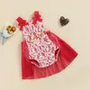 Rompers FocusNorm 0-18m夏の女の赤ちゃんかわいい1歳の誕生日のドレス服2色メッシュレース1文字印刷されたジャンプスーツ