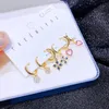 Hoop Huggie Multicolor CZ Crystal Heart Star Pendant Earrings Set for Women Gold Color Cubic Zircon Jewelhoop