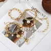 Link Chain 2022 Pearl Bracelets For Women Bohemian Fashion Beaded Charm Pendant Golden Jewelry Inte22