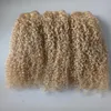 Brazylijska ludzka dziewicza Remy Kinky Curly Hair Blond Blond Kolor Nieprocentowane dziecko miękkie podwójne przedłużanie się 100 g pakiet produ253J