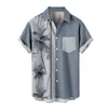 Casual shirts heren heren heren 50s stijl kleding bloemen Hawaiiaanse korte mouw knop Down Beach Mock Men Long Sleevemen's ELDD22